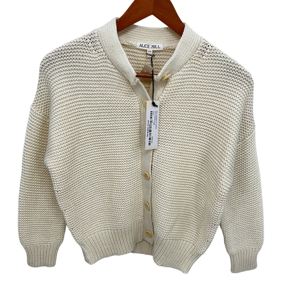 ALEX MILL NWT Evereve Nico Cotton Button Front Cardigan Sweater in Ivory // XS - Picture 6 of 14